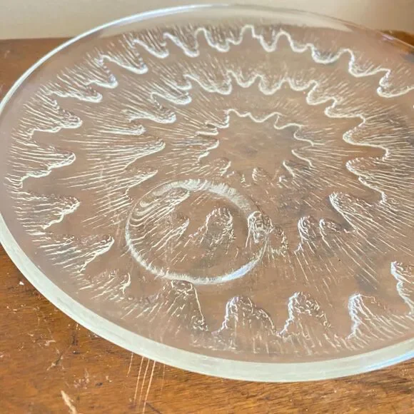 Vintage In Box Indiana Glass Sunburst Crystal Clear Plate & Cup Snack Set of 4 - Picture 9 of 10